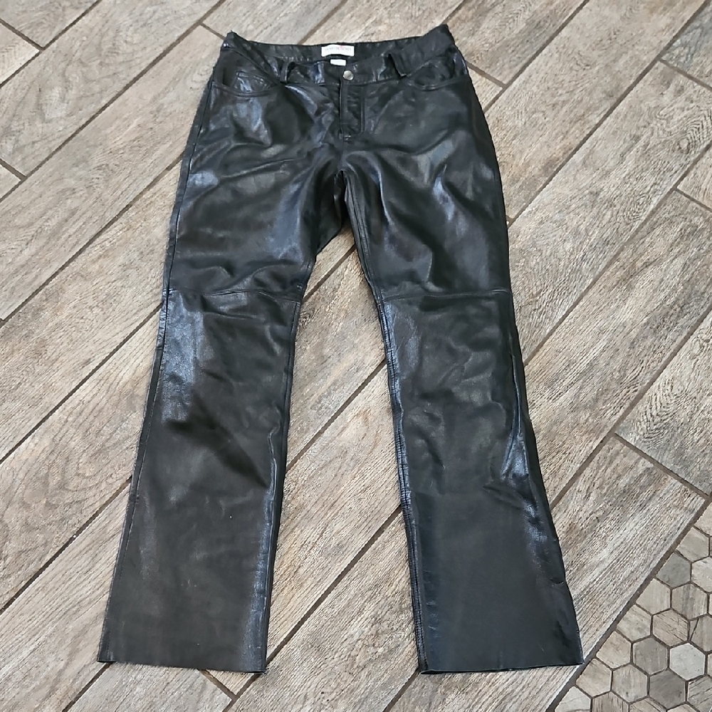 Hugo Buscati Black Leather Pants Size 10